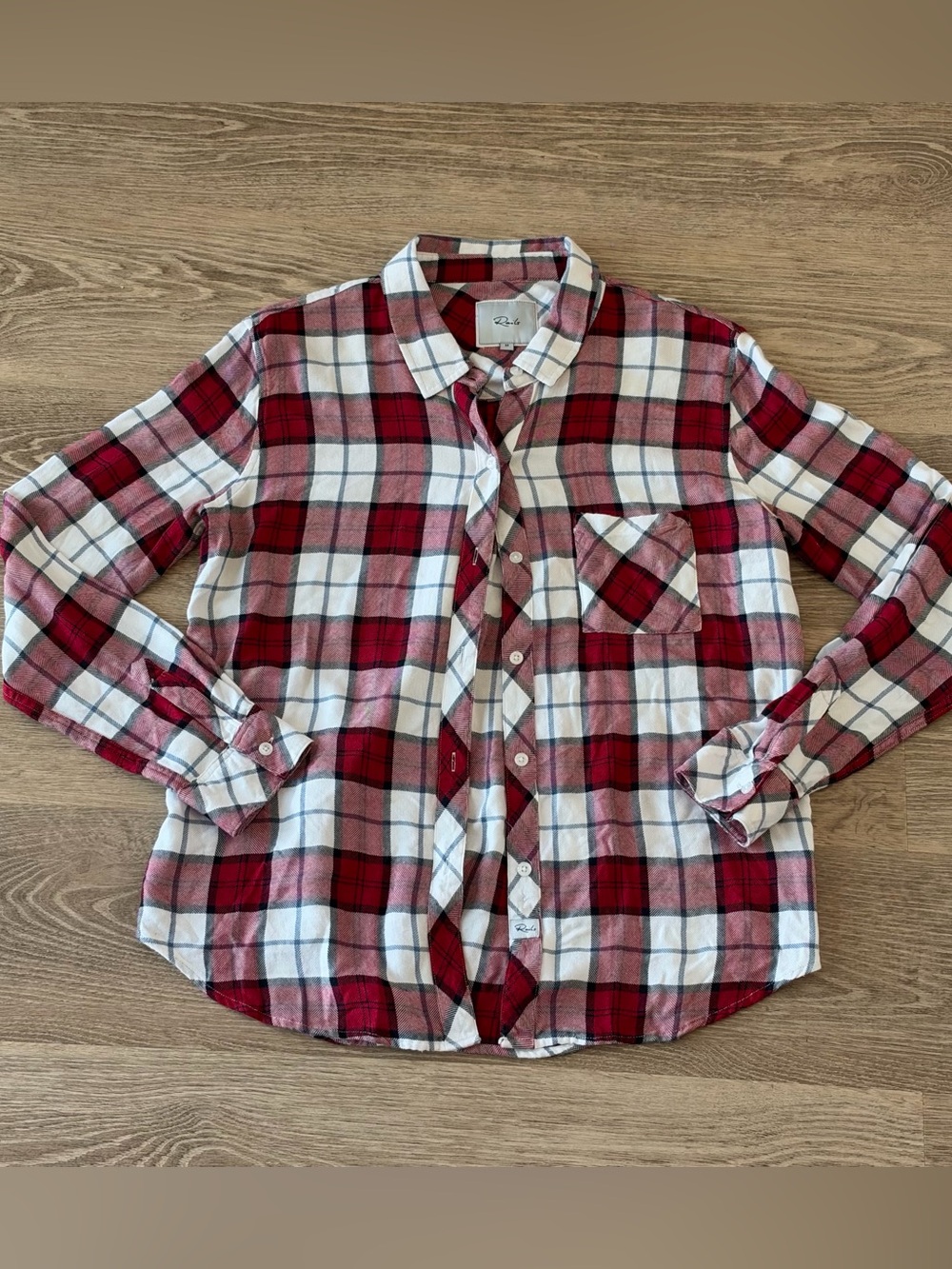 RAILS Hunter Sangria Red Navy White Plaid Button Down Long Sleeve Shirt Medium
